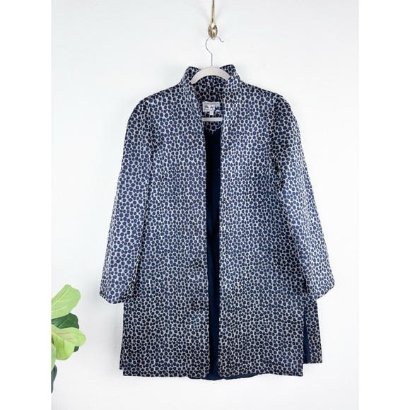 Yoana Baraschi Jackets & Blazers - Yoana Baraschi Anthropologie Blue Print Long Line Jacket Sz 12